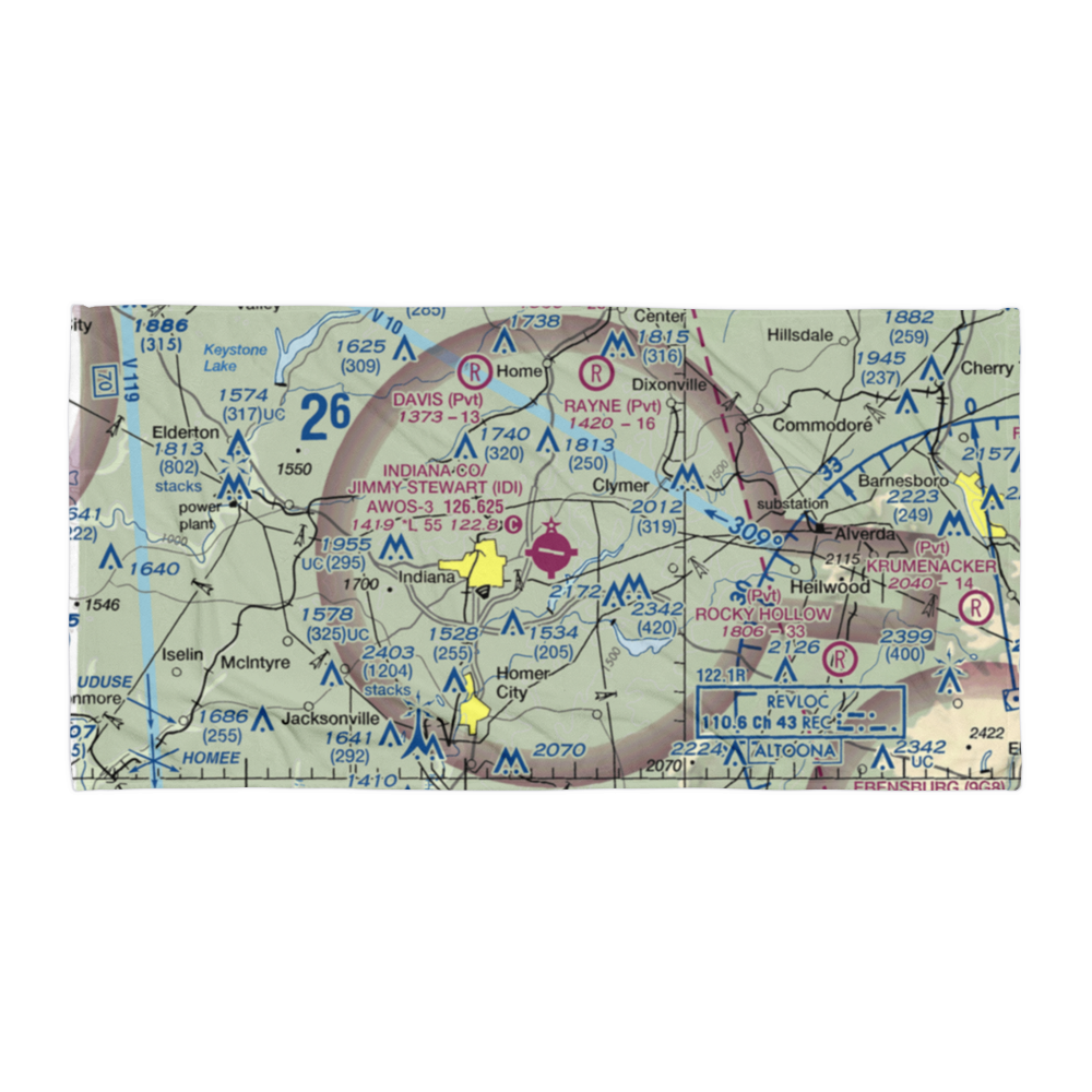 Indiana County/Jimmy Stewart Fld/ Airport (IDI) VFR Sectional Towel 