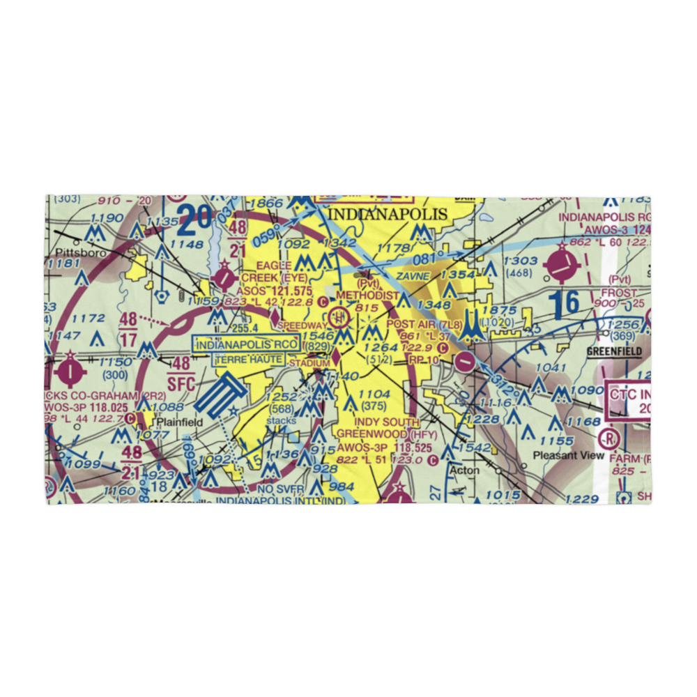 Indianapolis Downtown Heliport (8A4) VFR Sectional Towel 