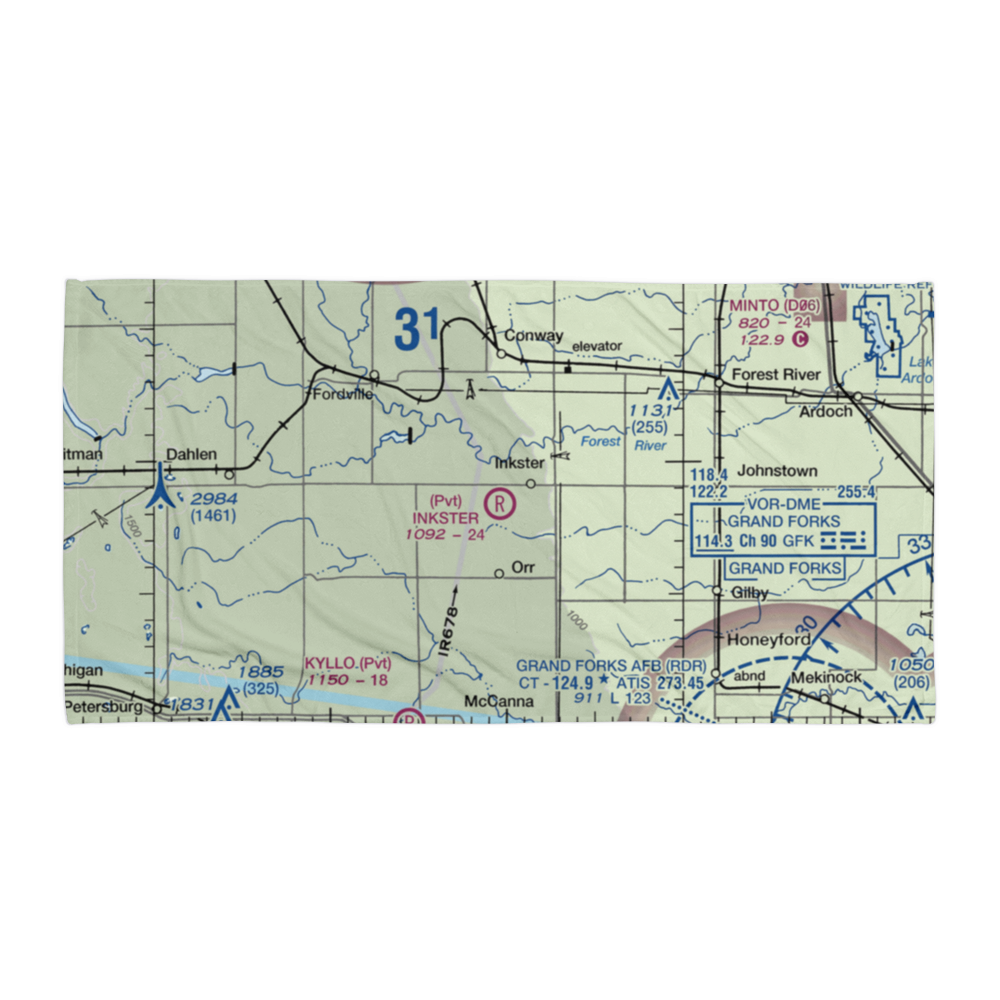Inkster Airport (ND24) VFR Sectional Towel 