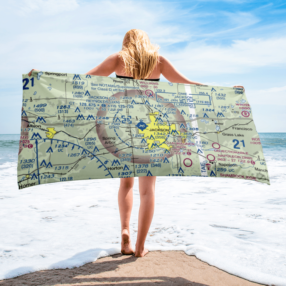 Jackson County Reynolds Field (JXN) VFR Sectional Towel 