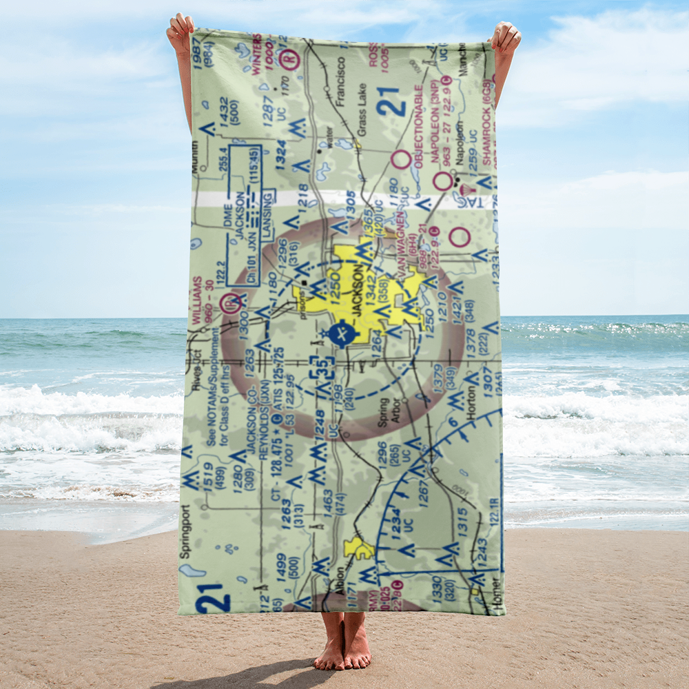 Jackson County Reynolds Field (JXN) VFR Sectional Towel 