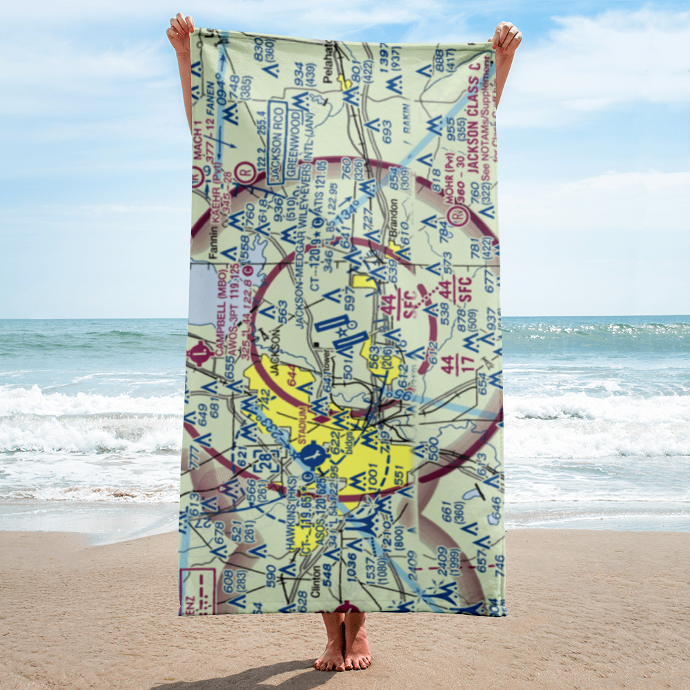 Jackson-Medgar Wiley Evers International Airport (JAN) VFR Sectional Towel 