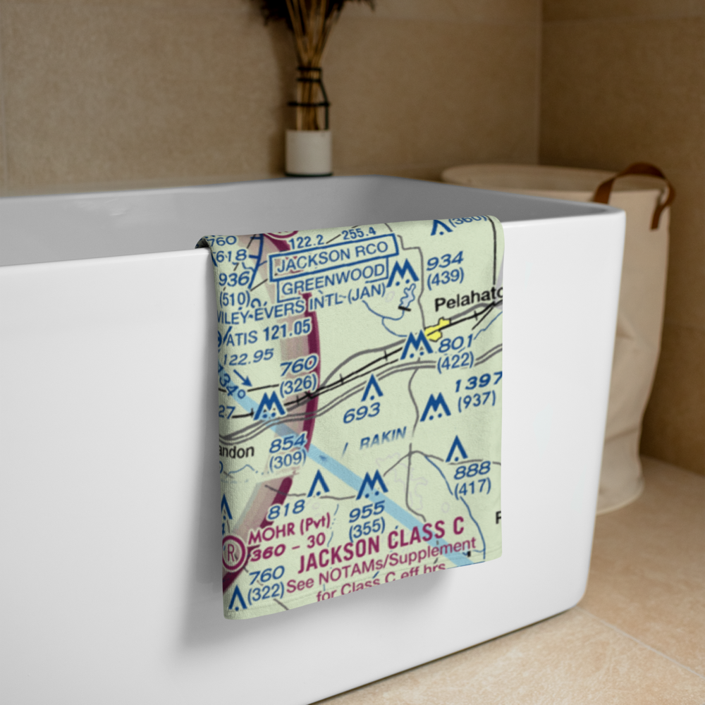 Jackson-Medgar Wiley Evers International Airport (JAN) VFR Sectional Towel 