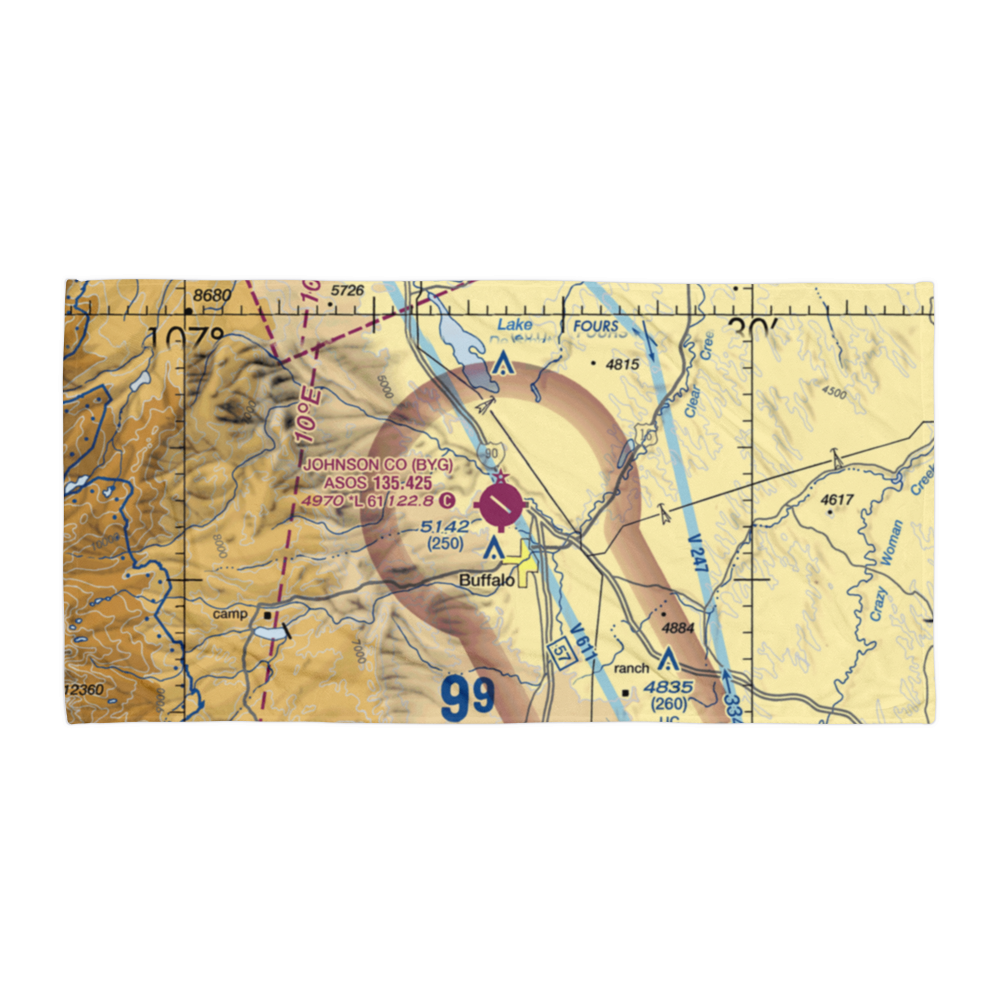 Johnson County Airport (BYG) VFR Sectional Towel 