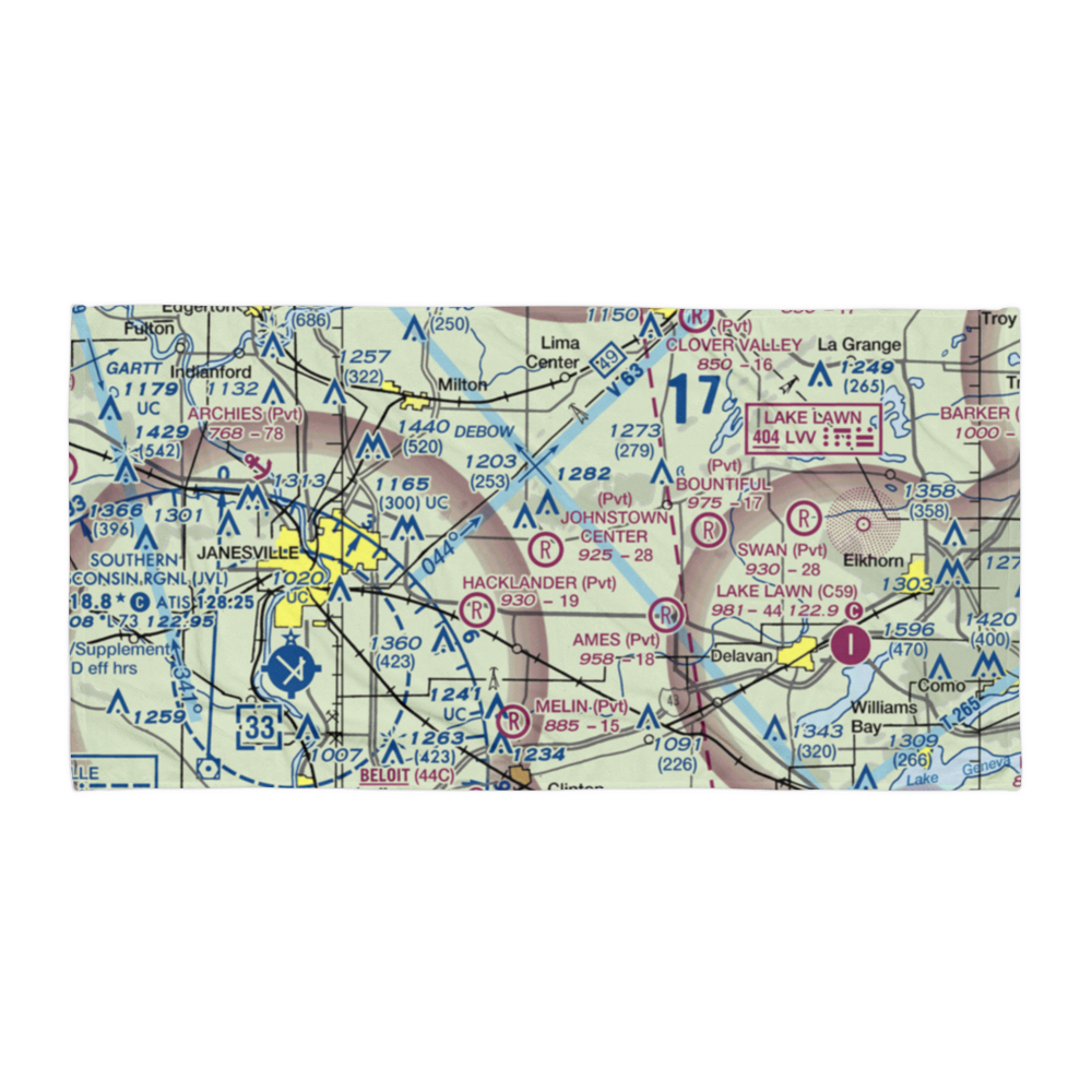 Johnstown Center Airport (WI84) VFR Sectional Towel 