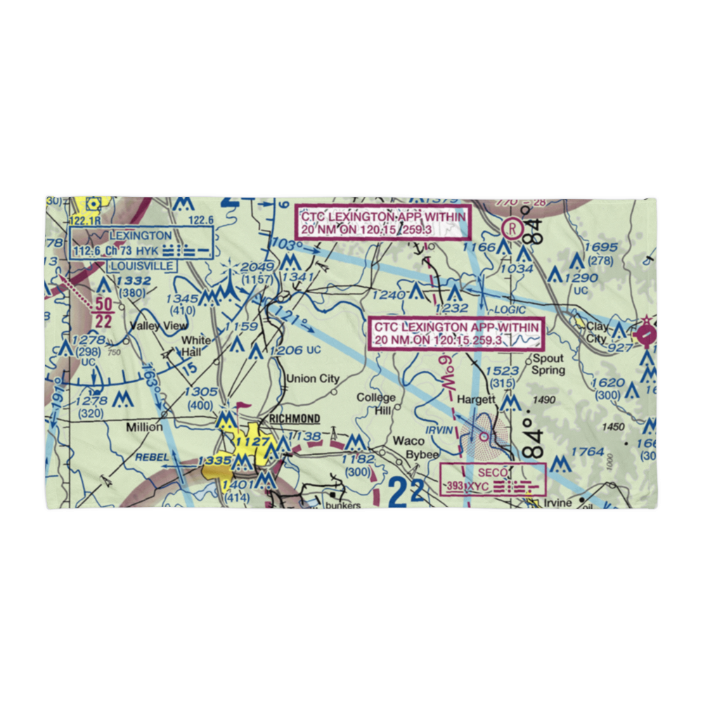 Jordan Hill Farm Airport (1KY7) VFR Sectional Towel 