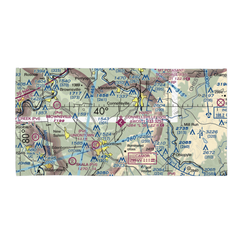 Joseph A. Hardy Connellsville Airport (VVS) VFR Sectional Towel 