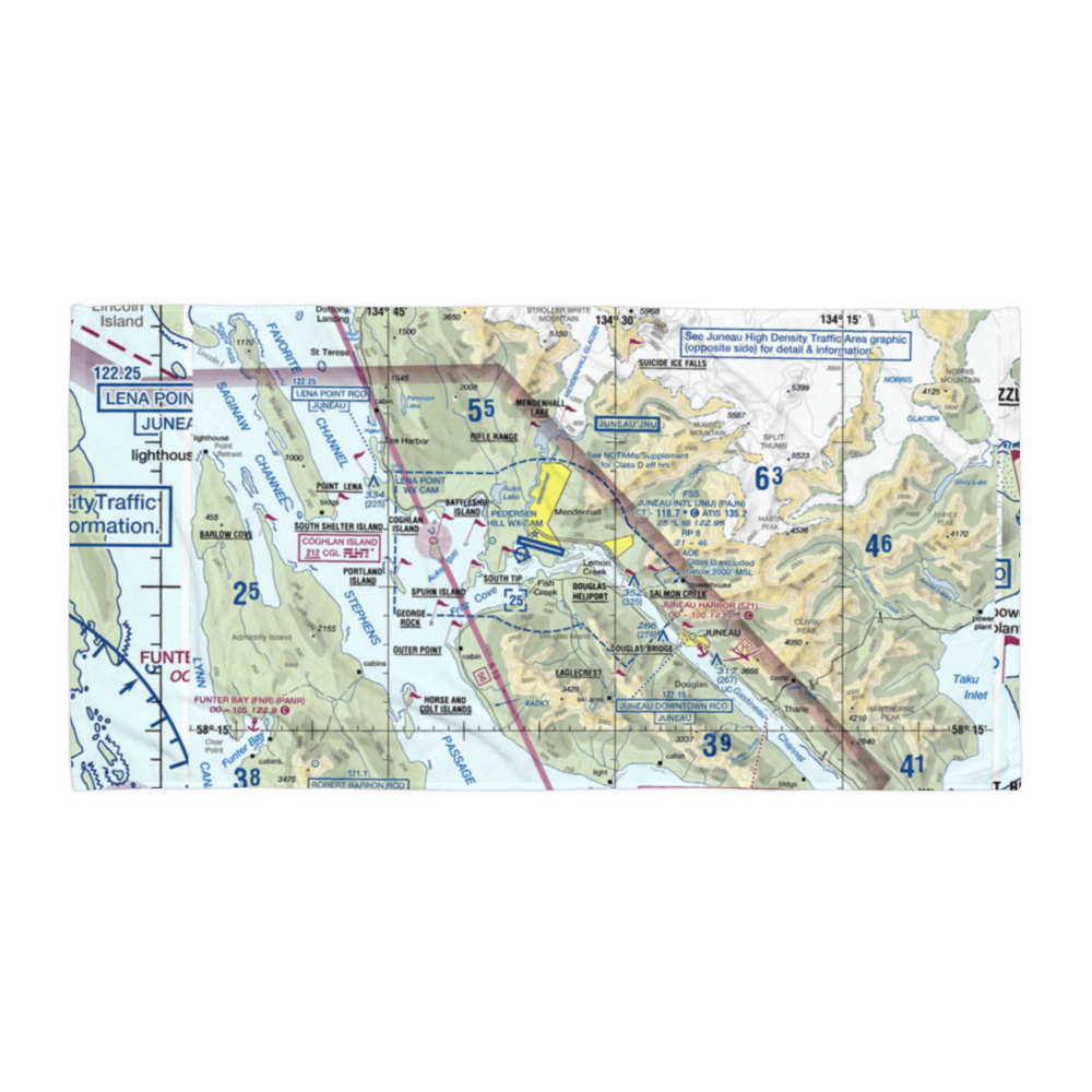 Juneau International Airport (JNU) VFR Sectional Towel 