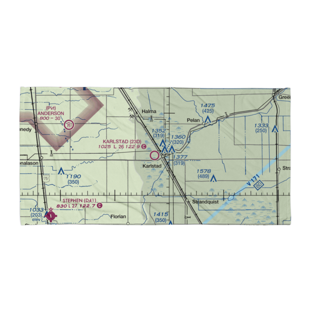 Karlstad Municipal Airport (23D) VFR Sectional Towel 