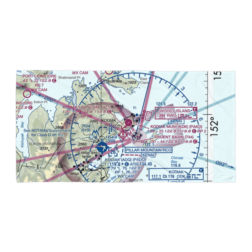 Kodiak /Lilly Lake/ Seaplane Base (9Z3) VFR Sectional Towel 