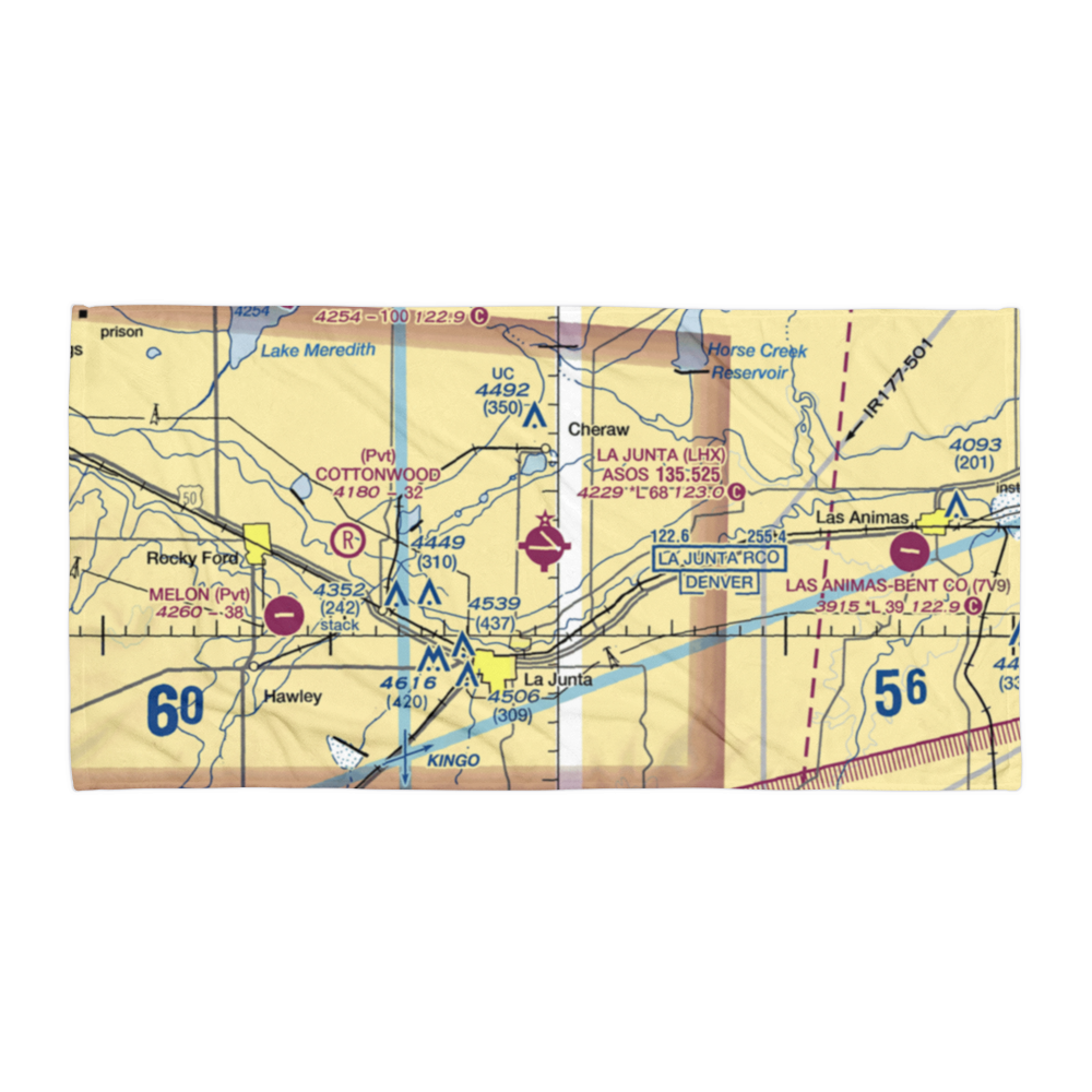 La Junta Municipal Airport (LHX) VFR Sectional Towel 