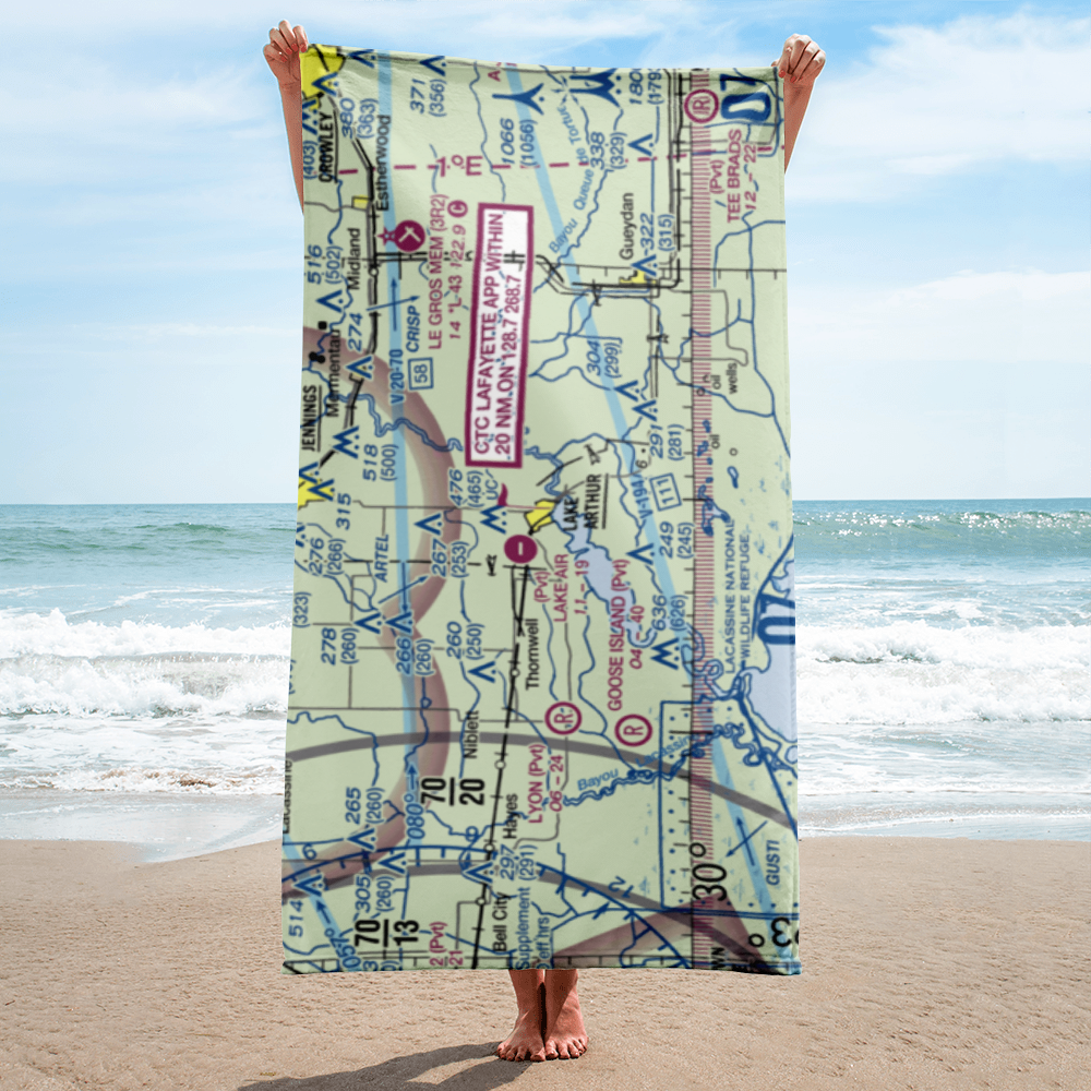 Lake Air Service Airport (LA32) VFR Sectional Towel 