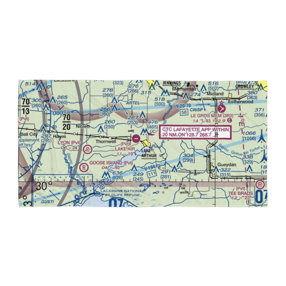 Lake Air Service Airport (LA32) VFR Sectional Towel 