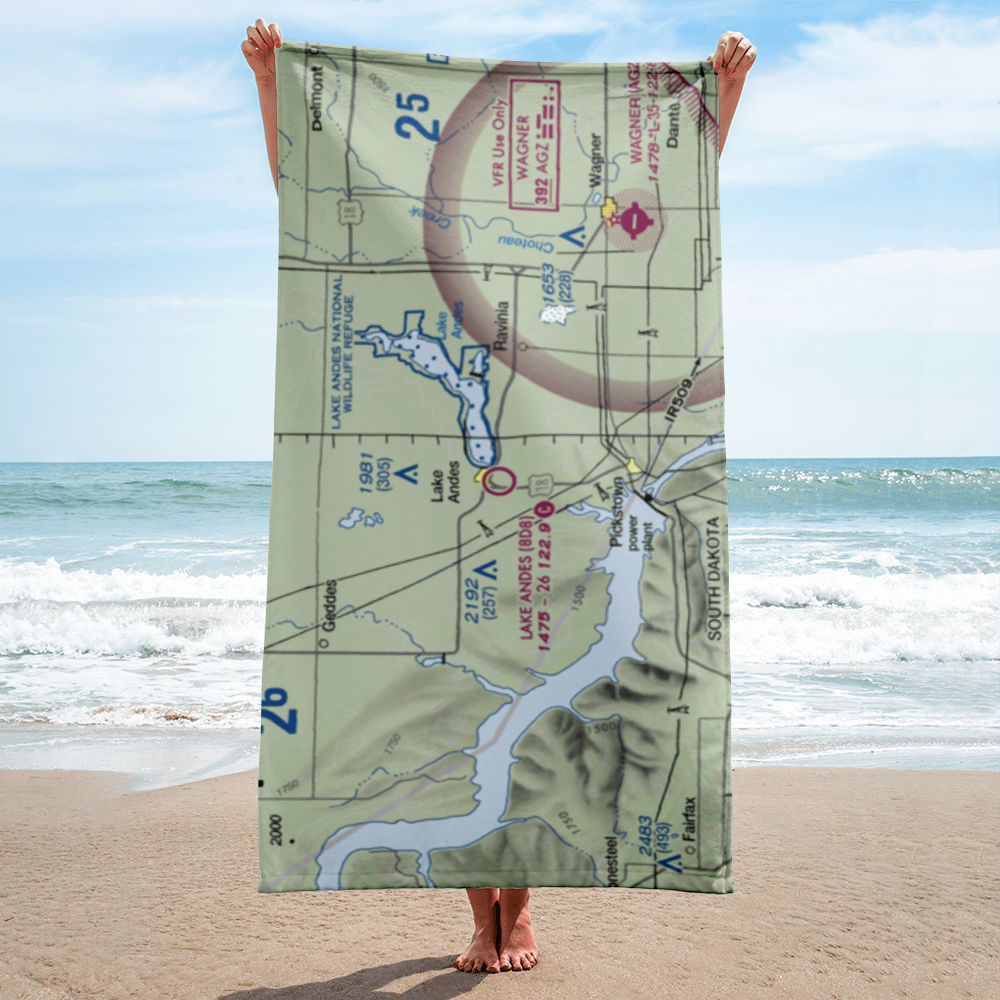 Lake Andes Municipal Airport (8D8) VFR Sectional Towel 