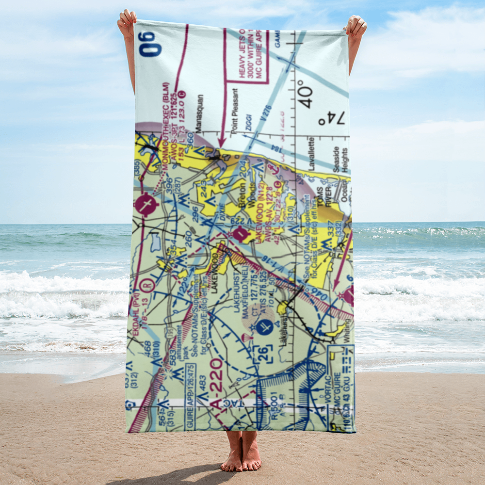 Lakewood Airport (N12) VFR Sectional Towel 