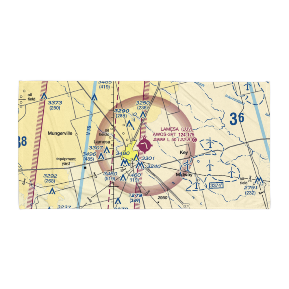Lamesa Municipal Airport (LUV) VFR Sectional Towel 