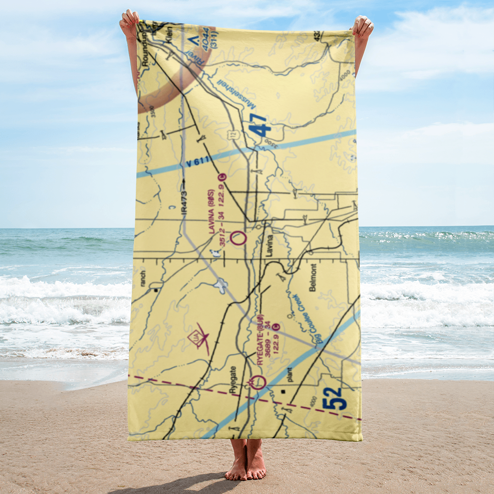 Lavina Airport (80S) VFR Sectional Towel 