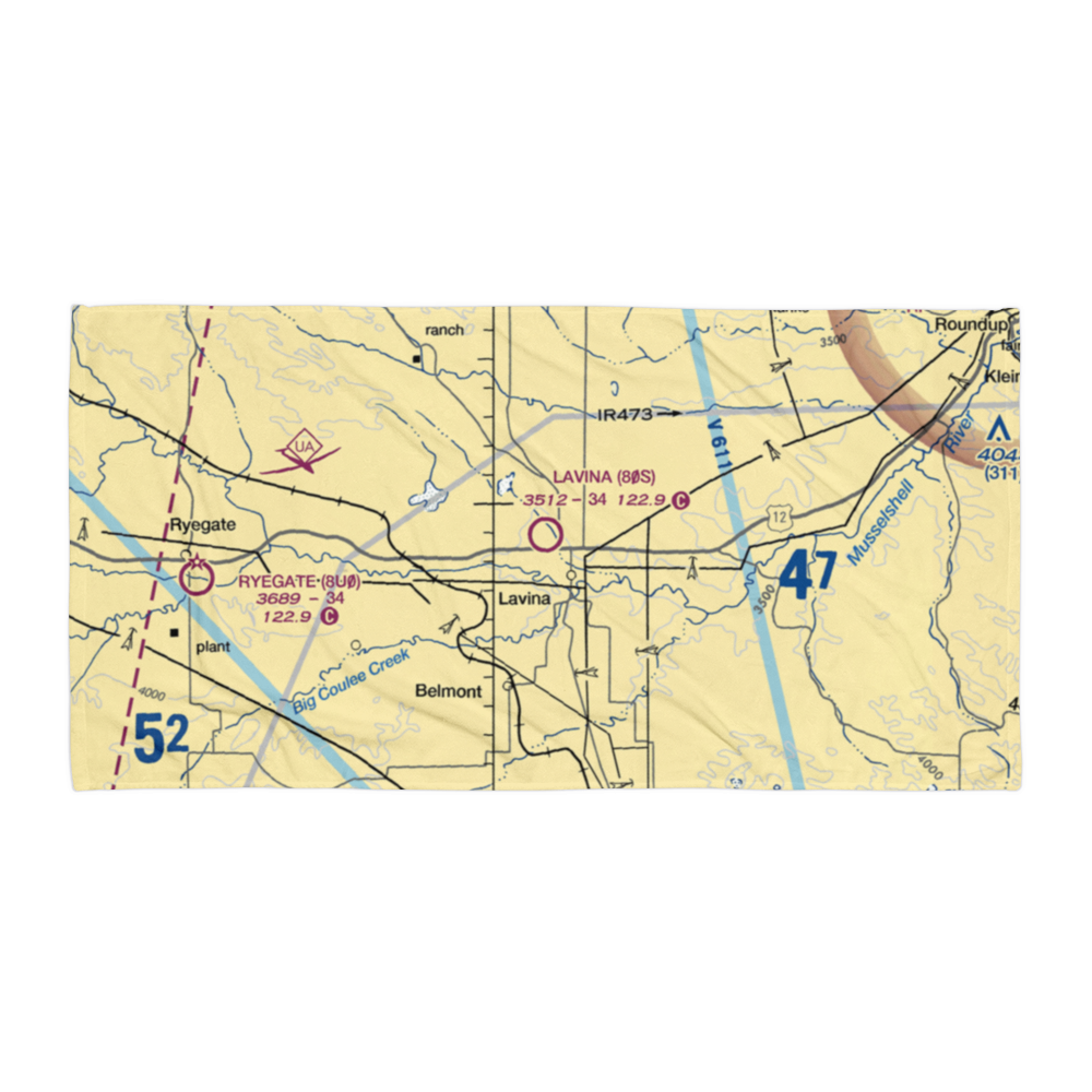 Lavina Airport (80S) VFR Sectional Towel 
