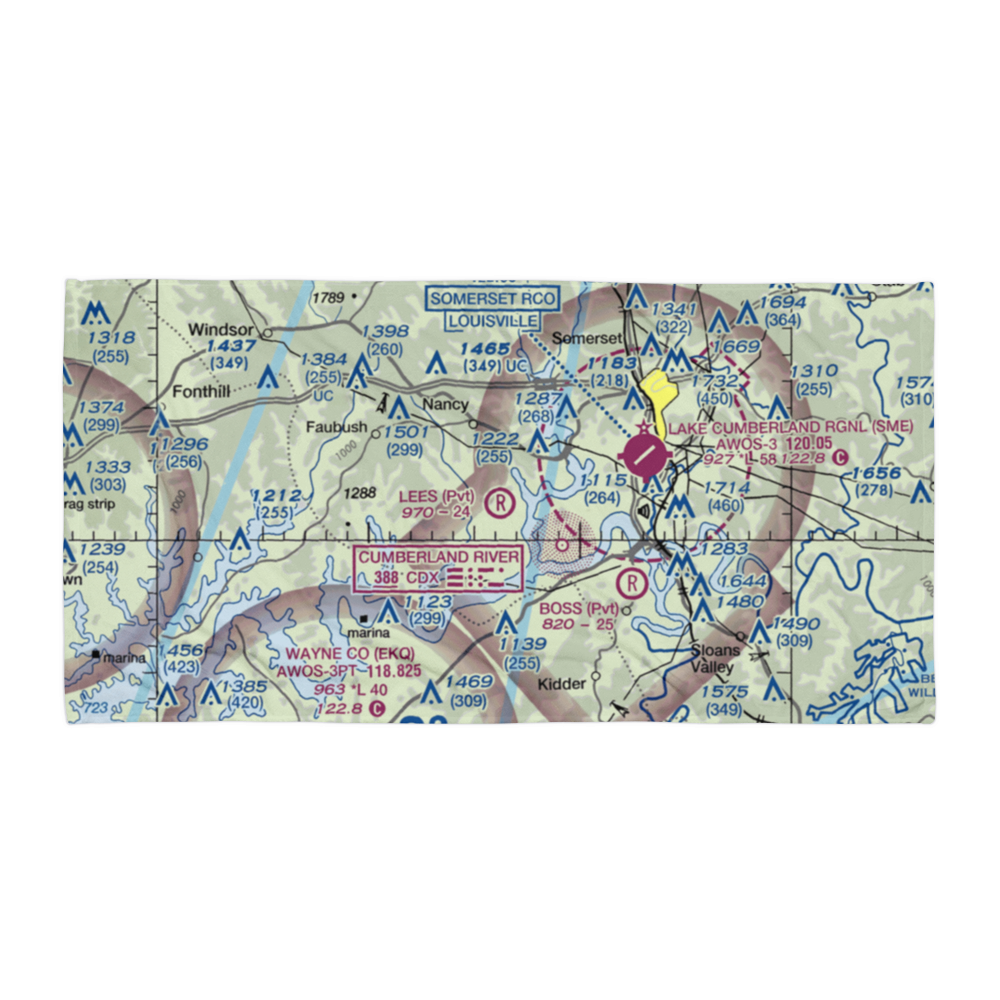 Lee's Airpark (68KY) VFR Sectional Towel 