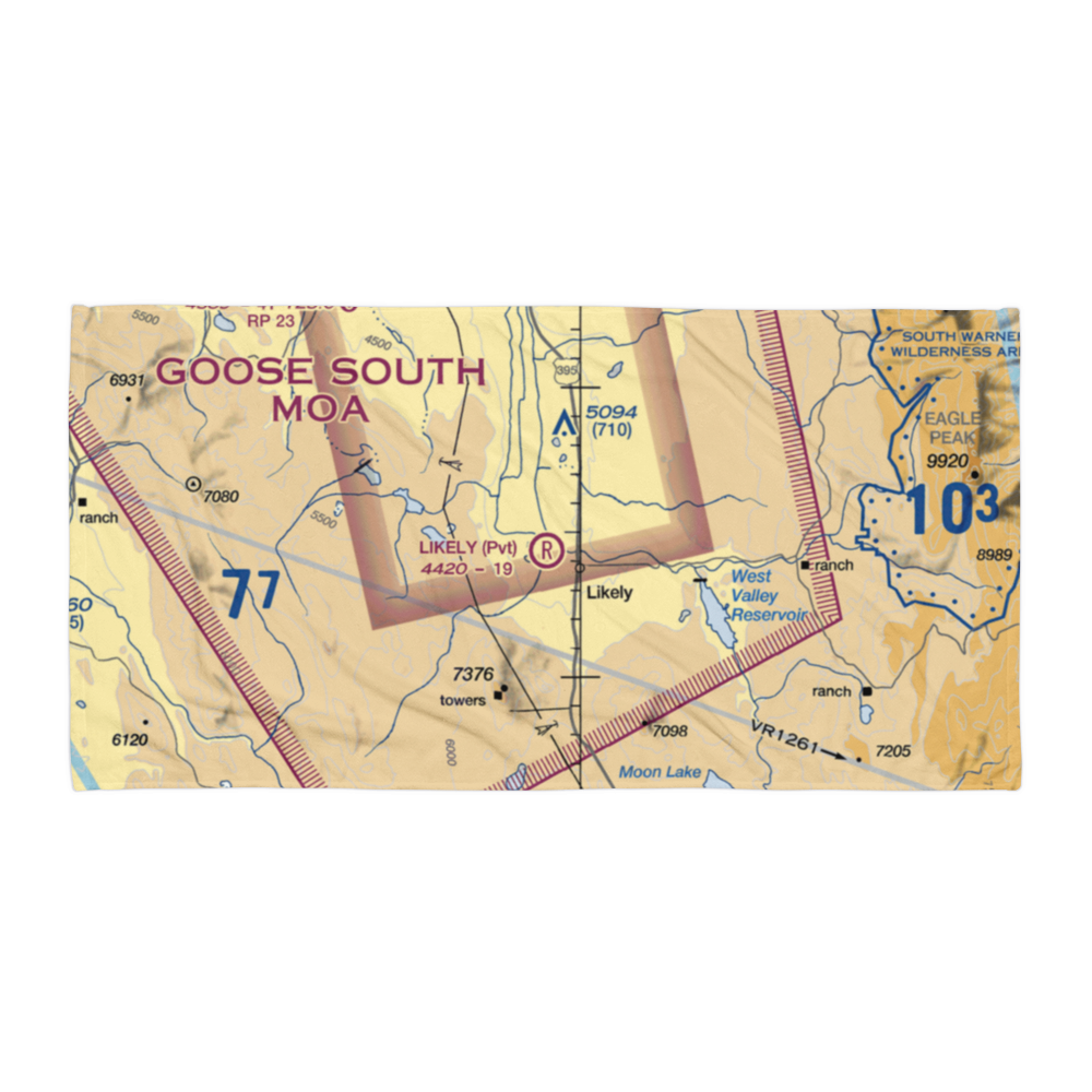 Likely Airport (9CL3) VFR Sectional Towel 