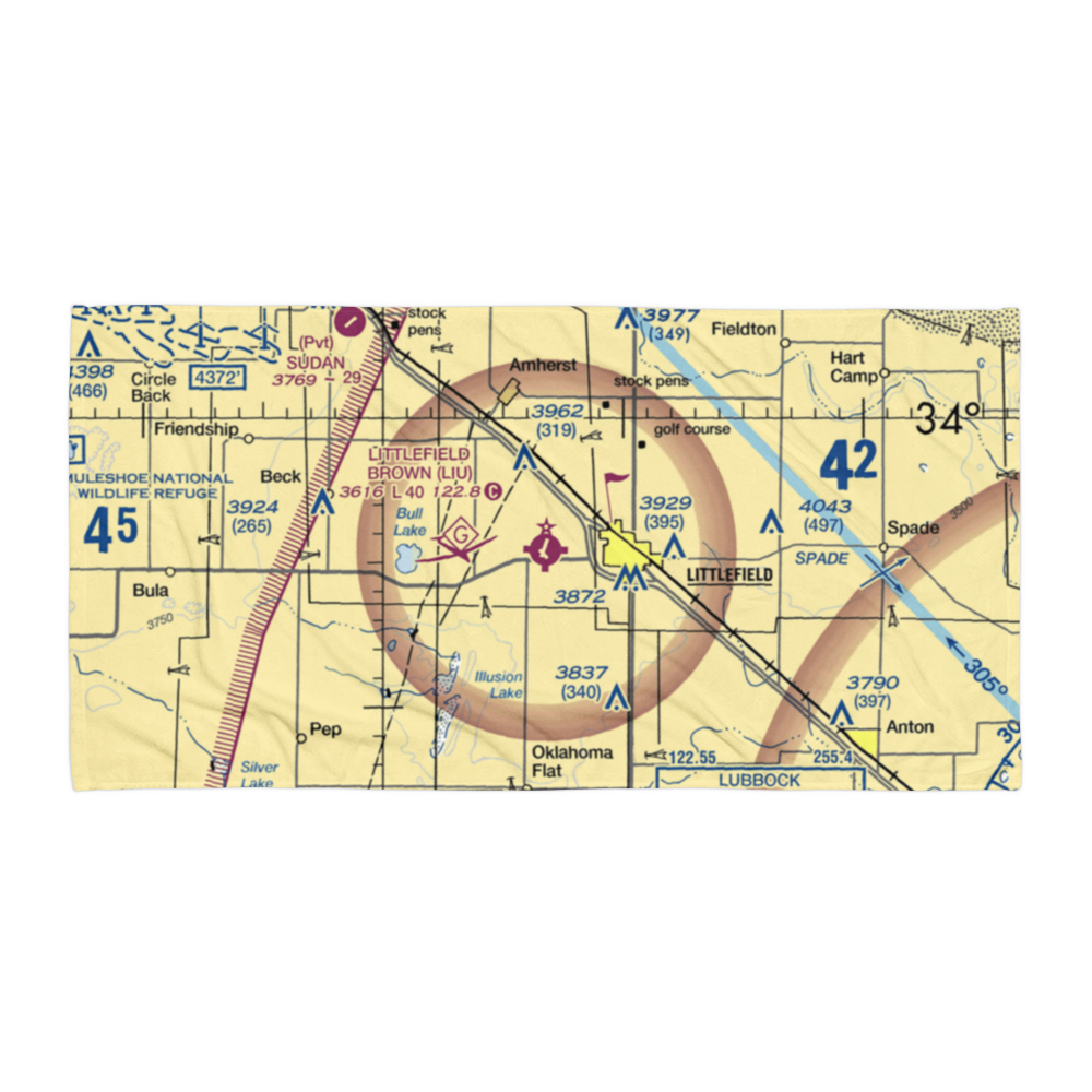 Littlefield Municipal Airport (LIU) VFR Sectional Towel 