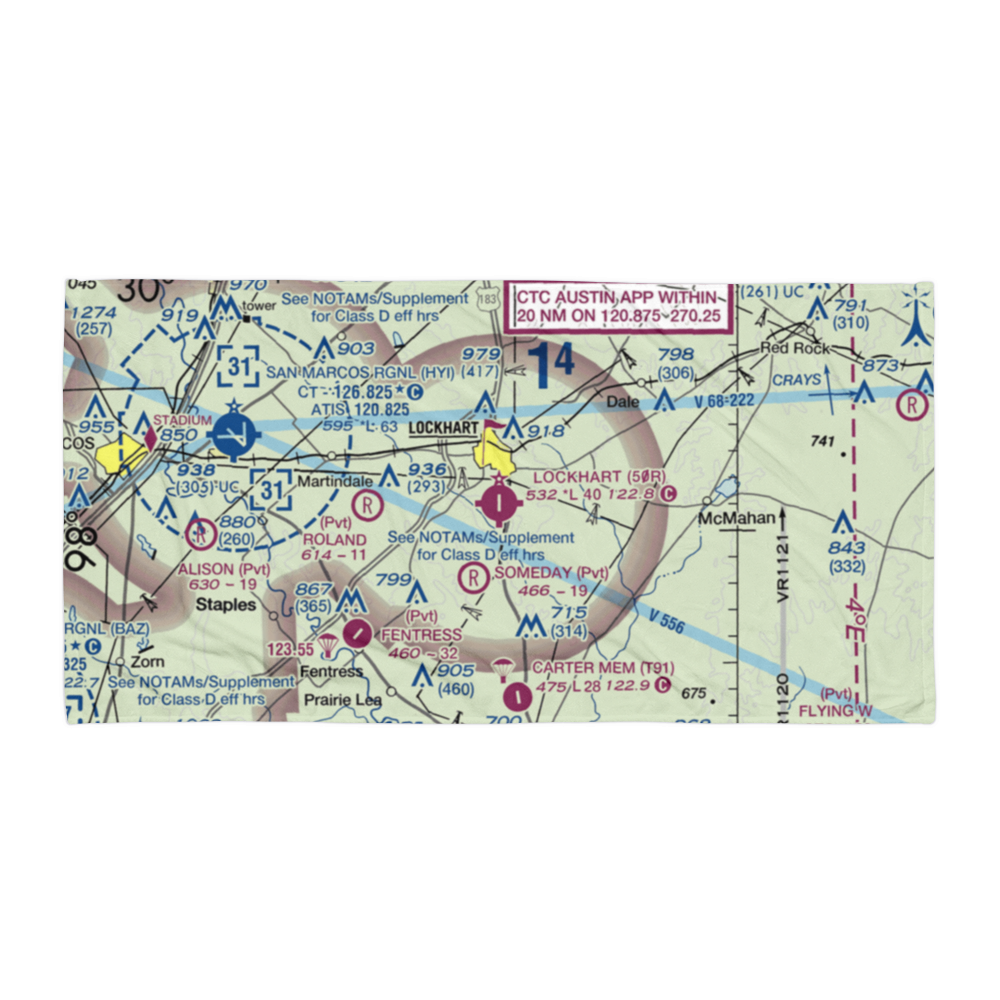 Lockhart Municipal Airport (50R) VFR Sectional Towel 