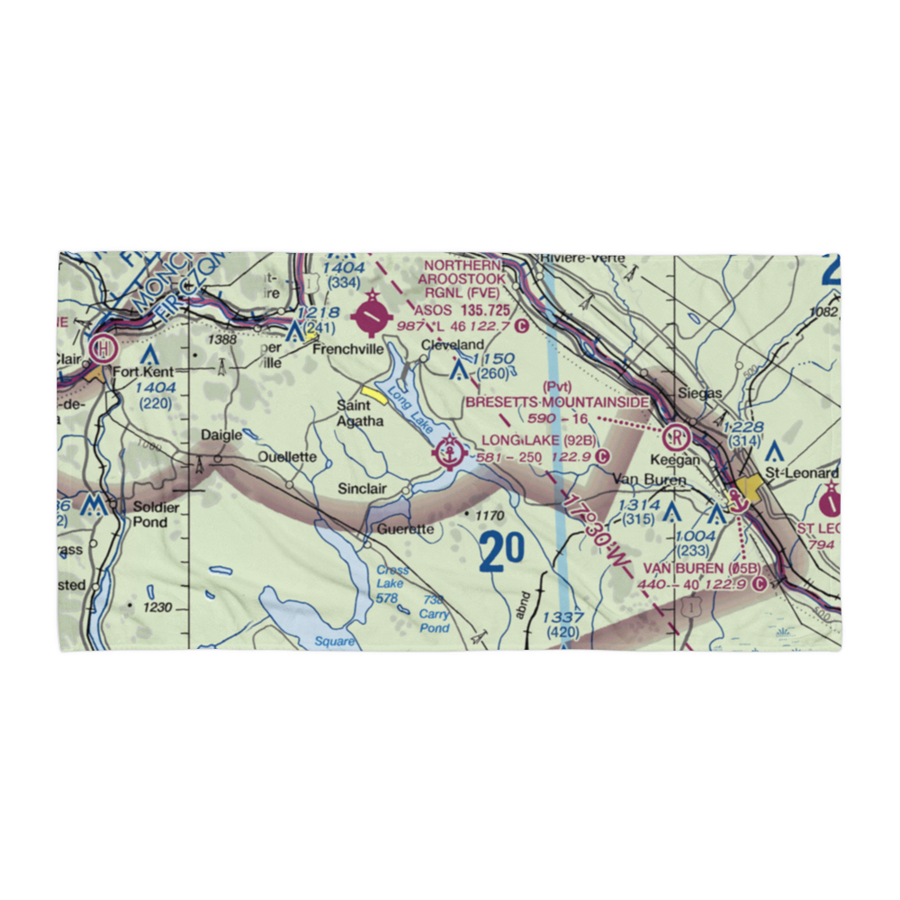 Long Lake Seaplane Base (92B) VFR Sectional Towel 