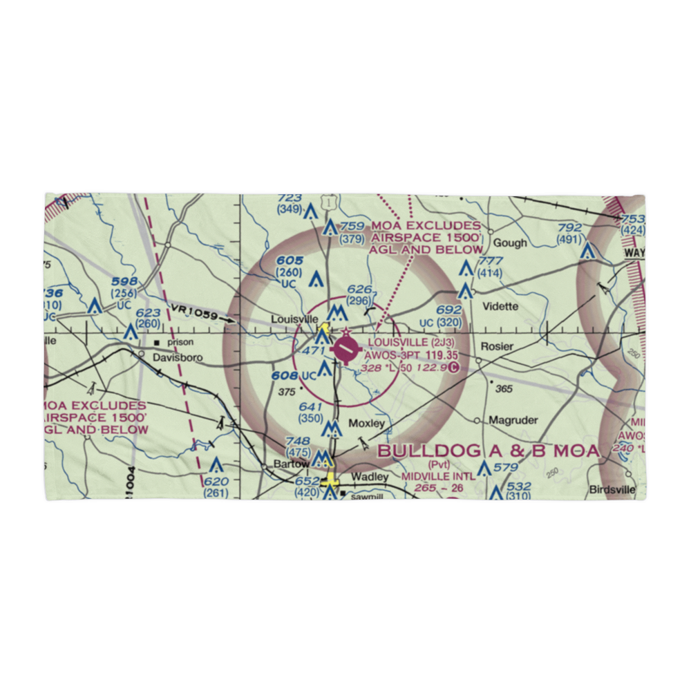 Louisville Municipal Airport (2J3) VFR Sectional Towel 