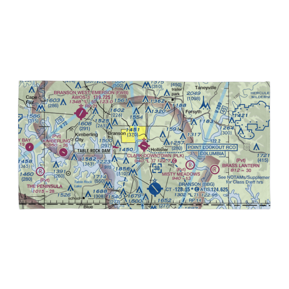 M. Graham Clark Downtown Airport (PLK) VFR Sectional Towel 