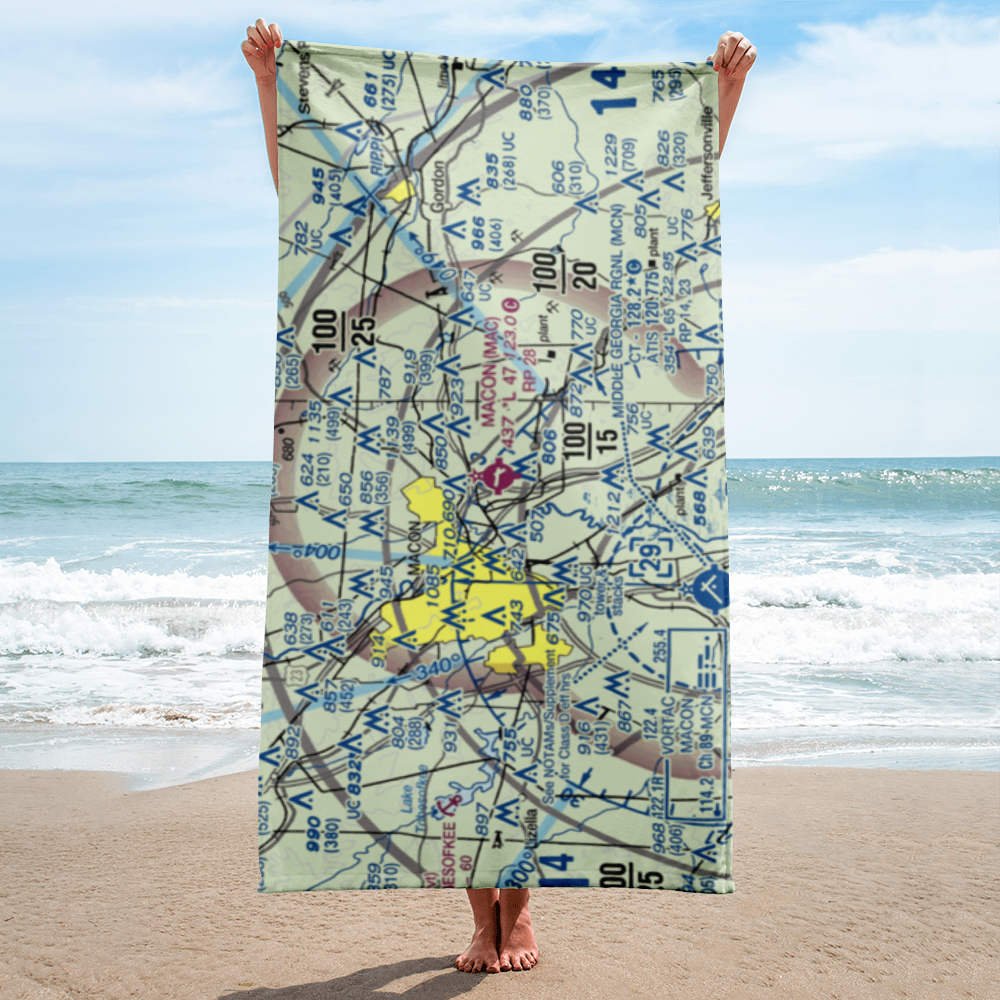 Macon Downtown Airport (MAC) VFR Sectional Towel 