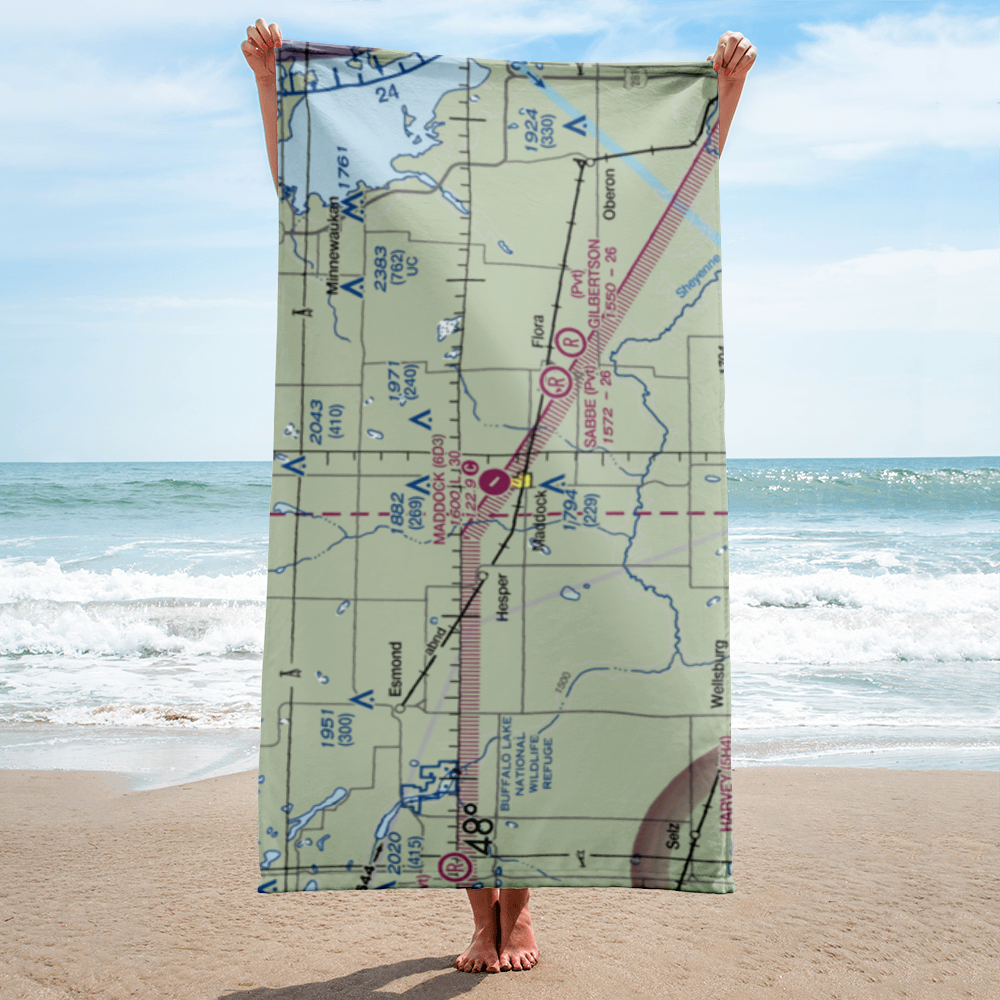 Maddock Municipal Airport (6D3) VFR Sectional Towel 