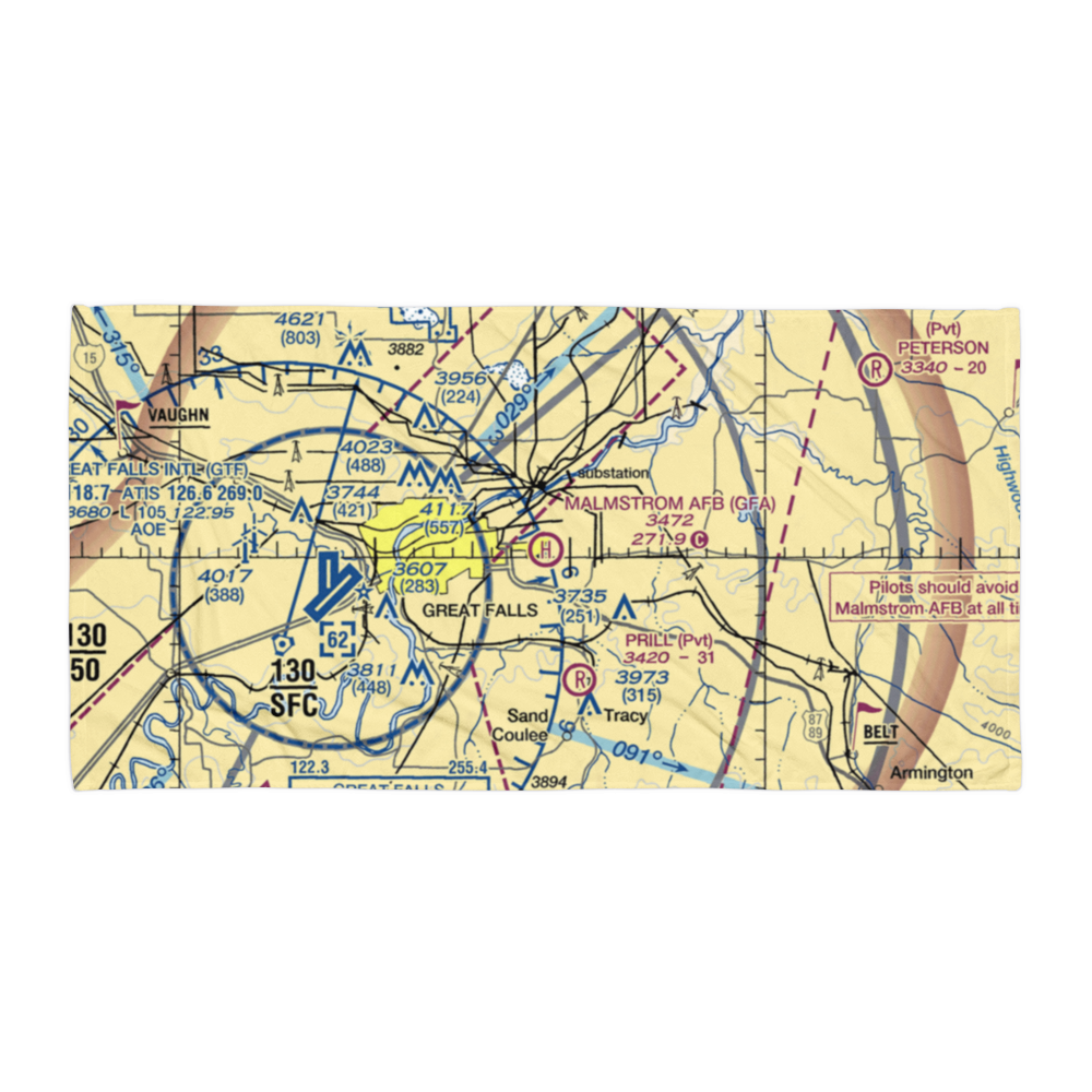 Malmstrom Air Force Base (GFA) VFR Sectional Towel 