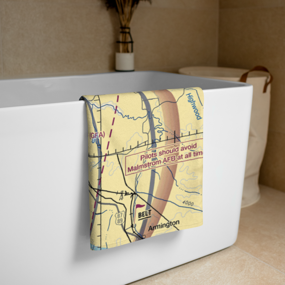 Malmstrom Air Force Base (GFA) VFR Sectional Towel 