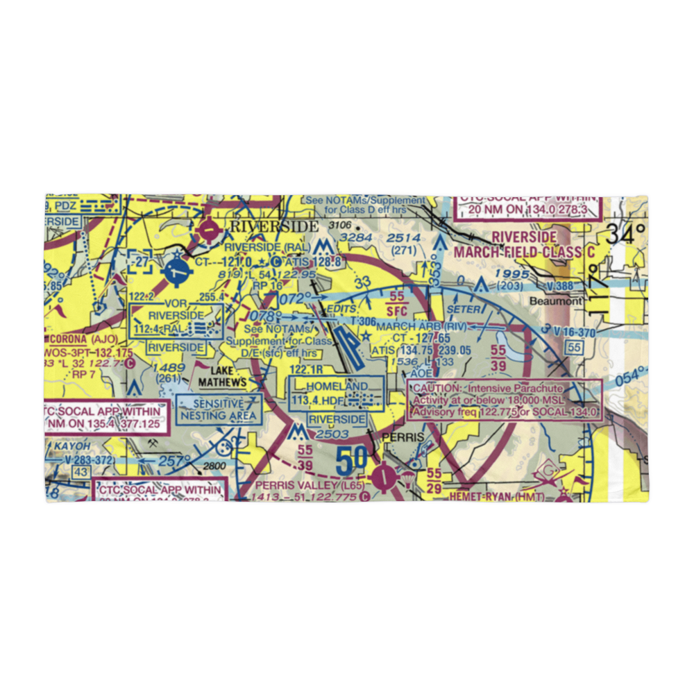 March ARB Airport (RIV) VFR Sectional Towel 