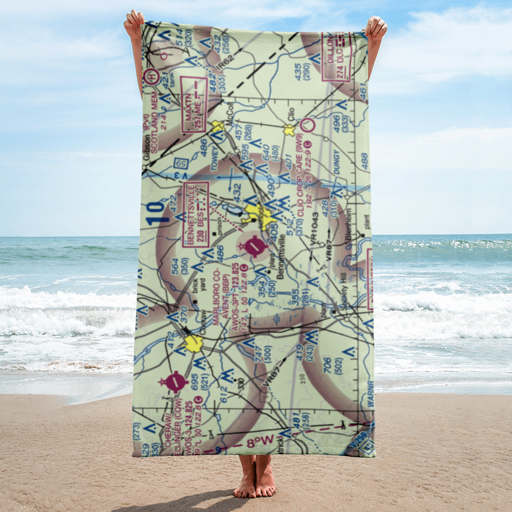 Marlboro County Jetport H.E. Avent Field (BBP) VFR Sectional Towel 