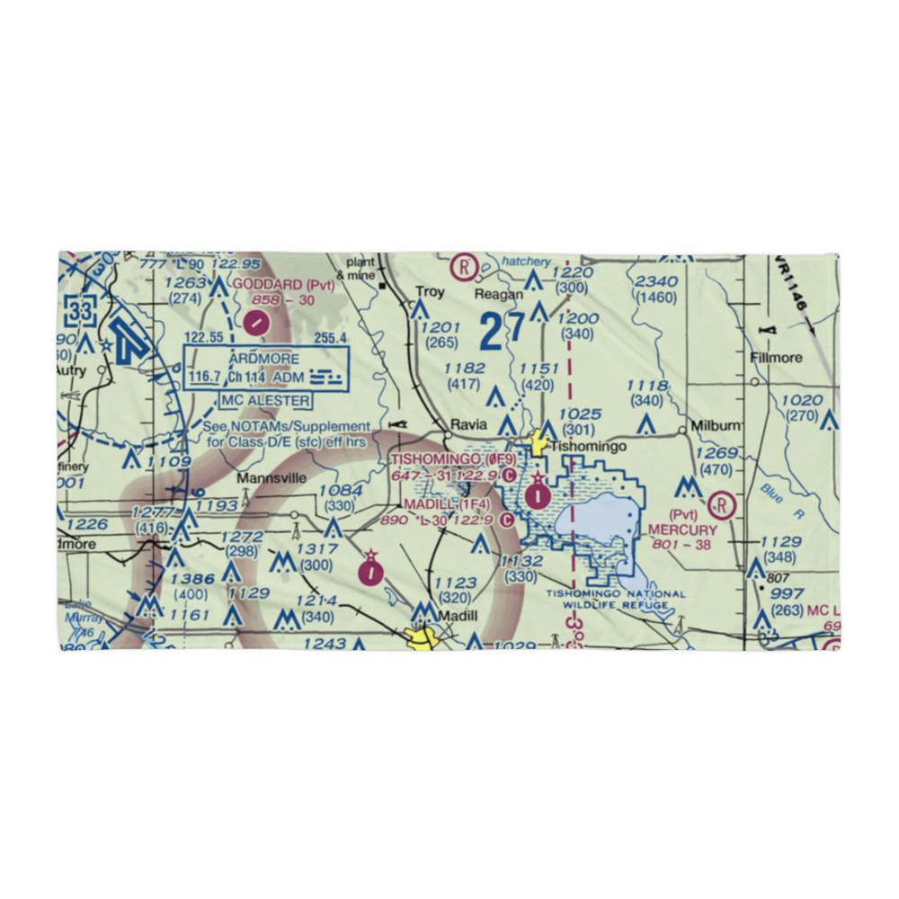 Mcdaniel Aviation Airport (OK28) VFR Sectional Towel 