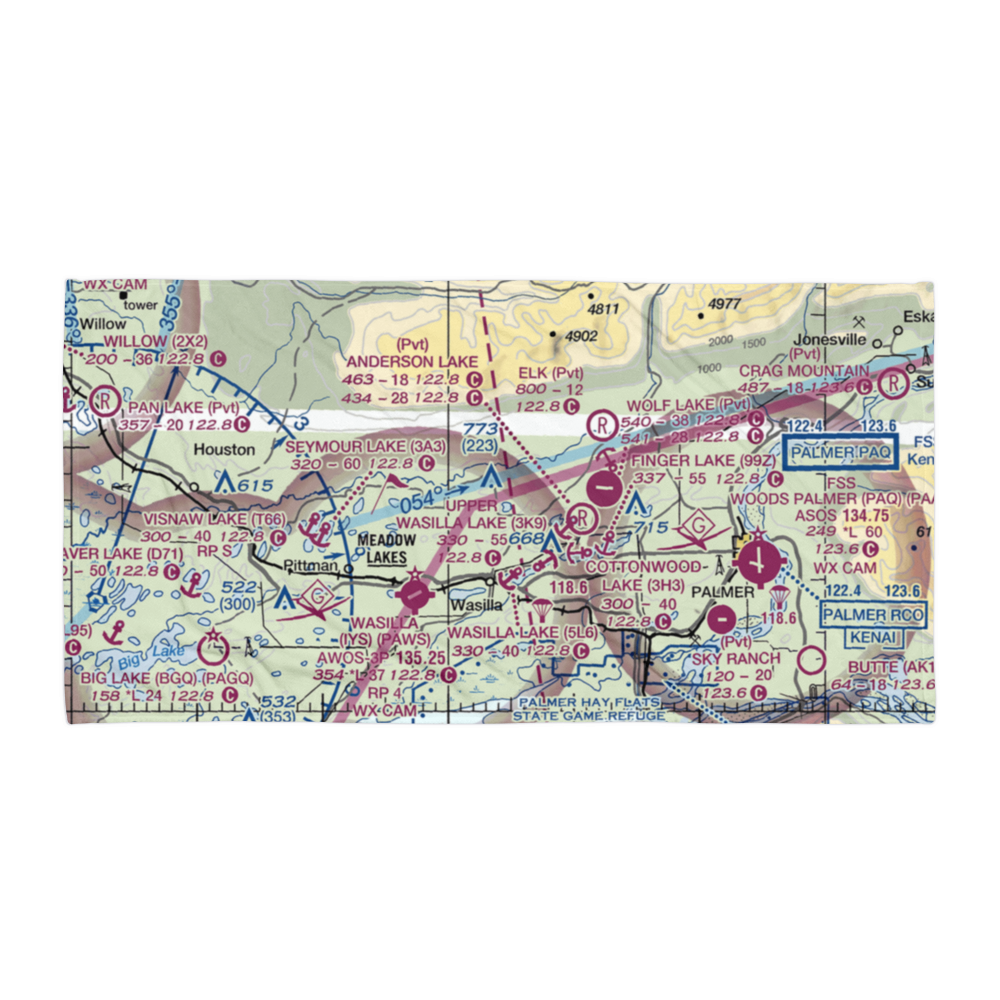 Memory Lake Airport (5AK8) VFR Sectional Towel 