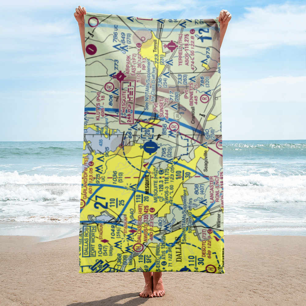 Mesquite Metro Airport (HQZ) VFR Sectional Towel 
