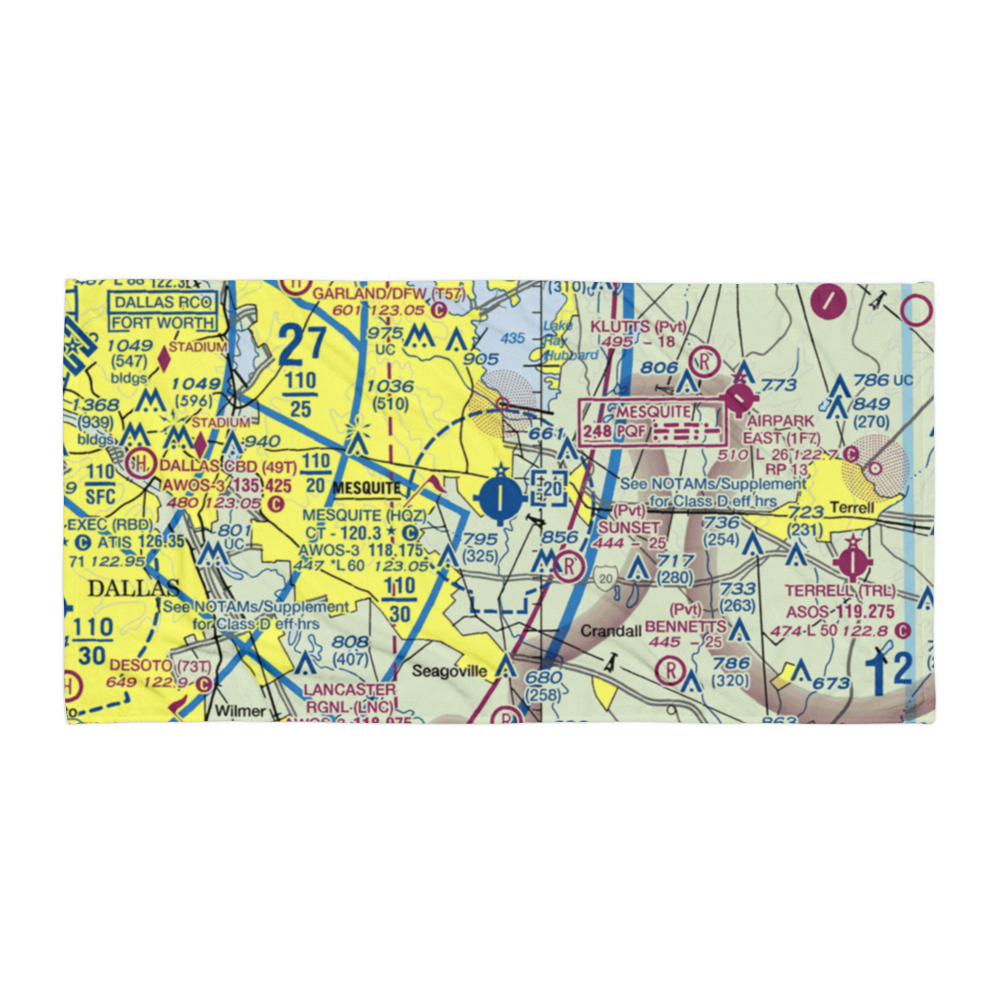 Mesquite Metro Airport (HQZ) VFR Sectional Towel 