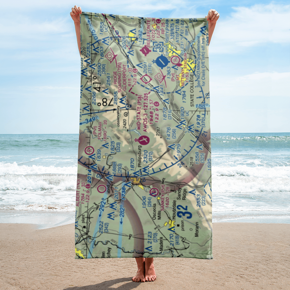 Mid-State Regional Airport (PSB) VFR Sectional Towel 