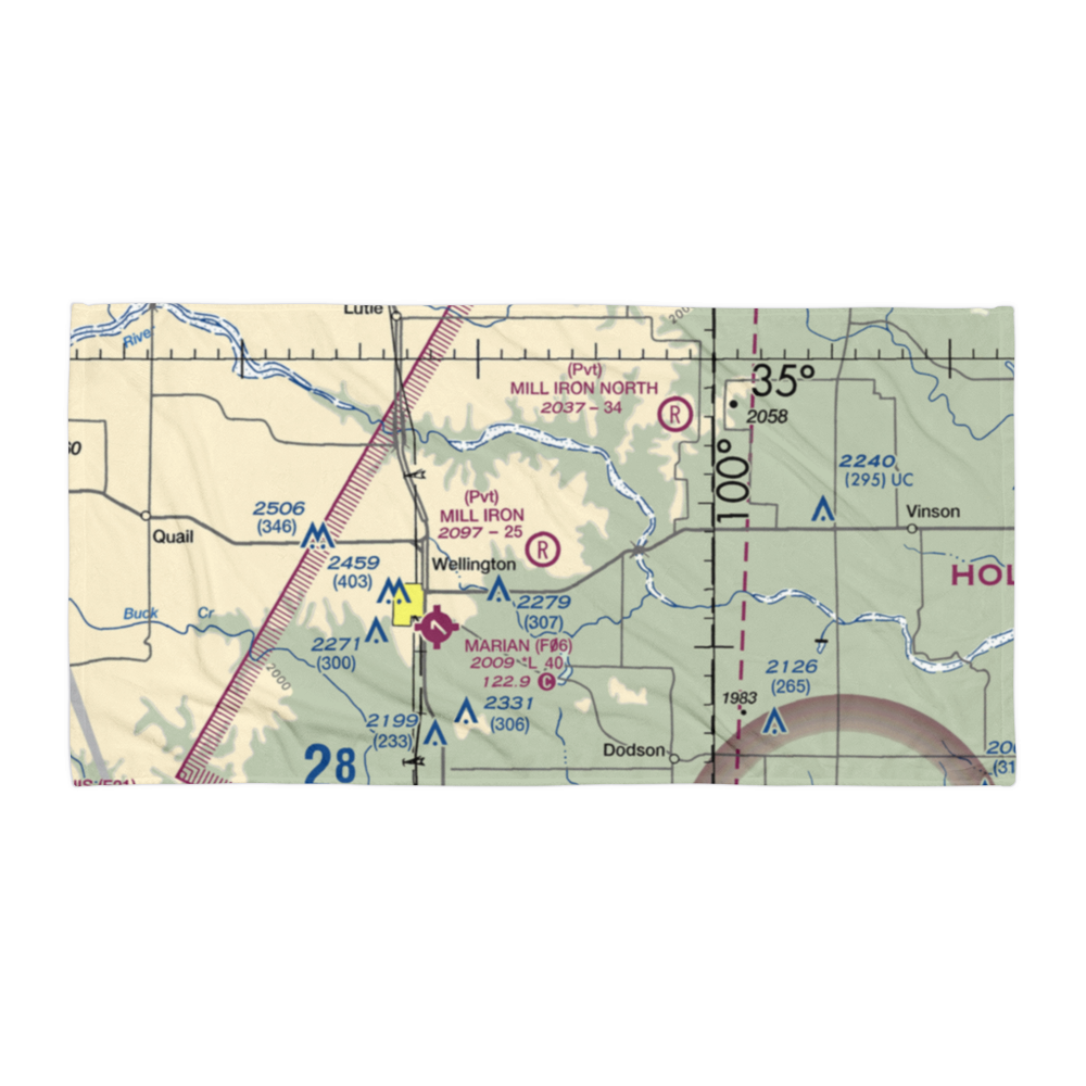 Mill Iron Ranch South Airport (36XS) VFR Sectional Towel 