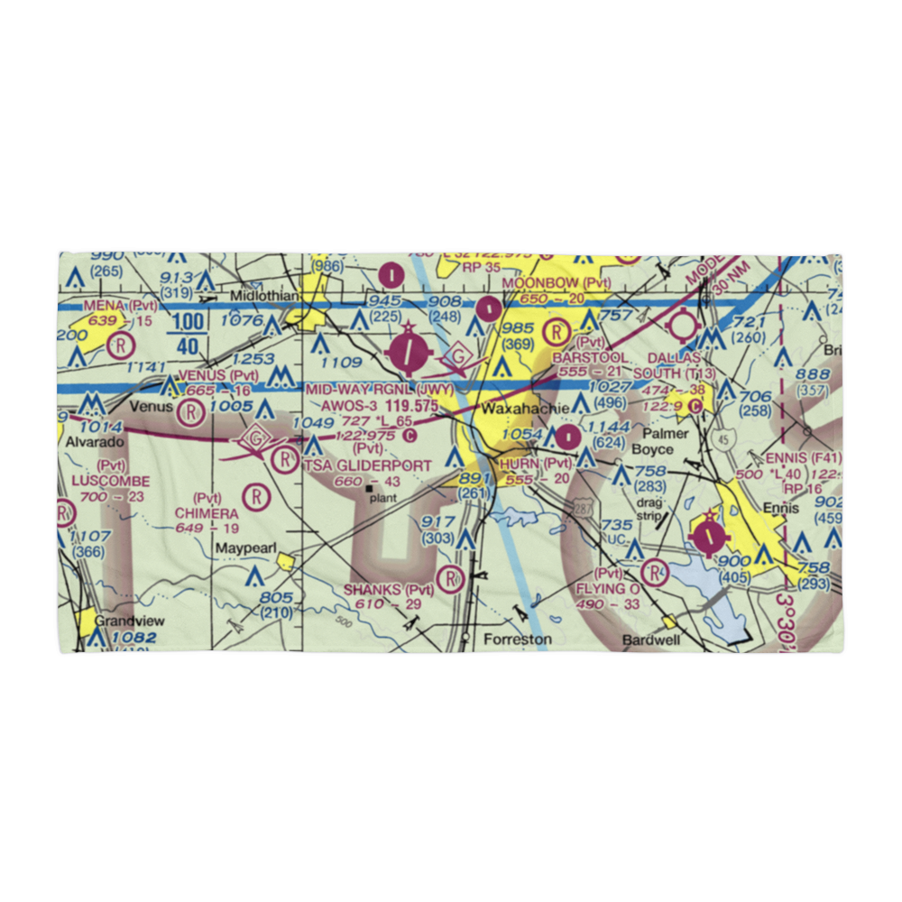 Mims Farm Ultralightport (01TX) VFR Sectional Towel 