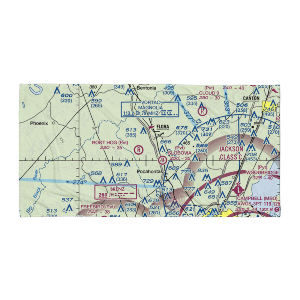 Mississippi Petrified Forest Airport (MS42) VFR Sectional Towel 