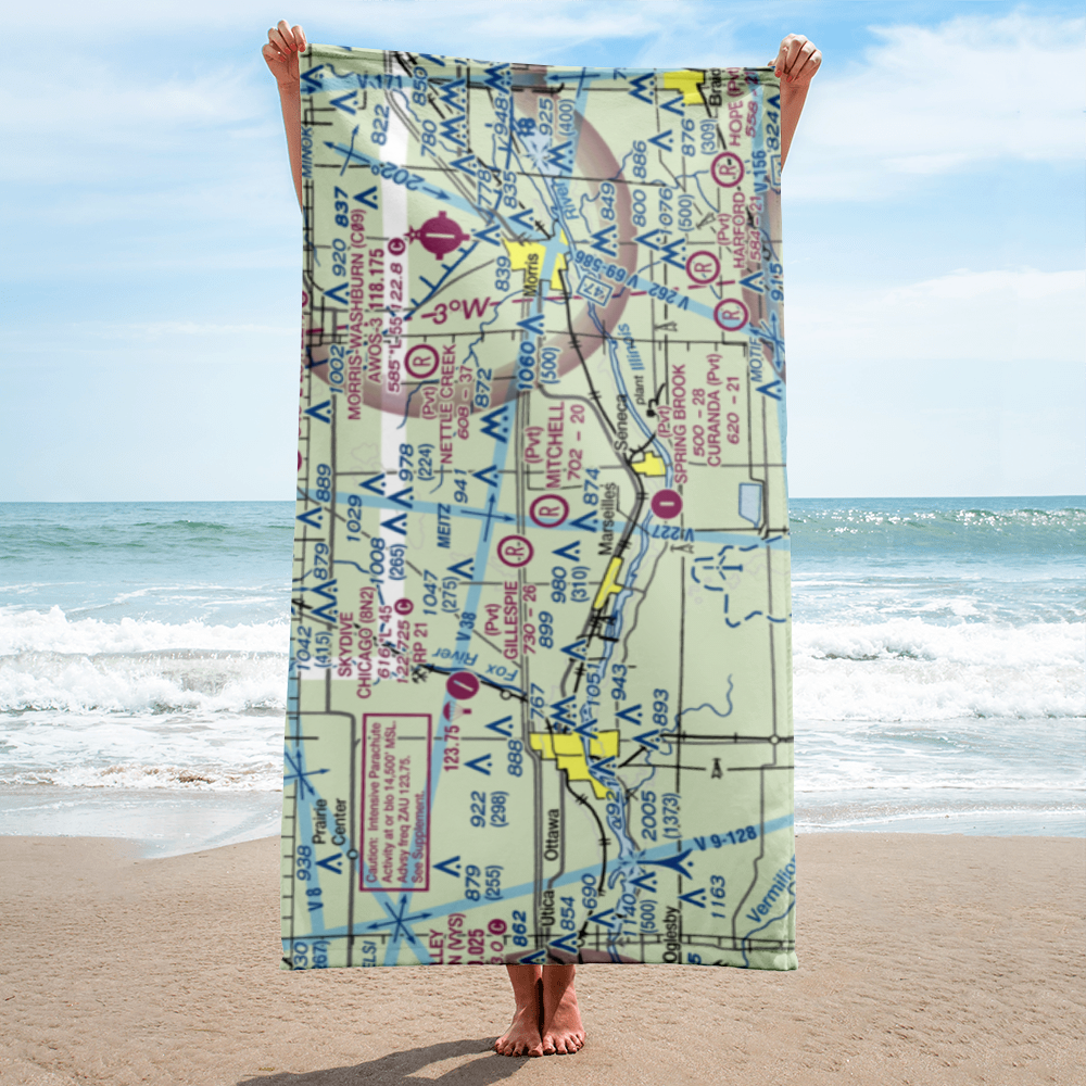 Mitchell RLA Restricted Landing Area (67IL) VFR Sectional Towel 