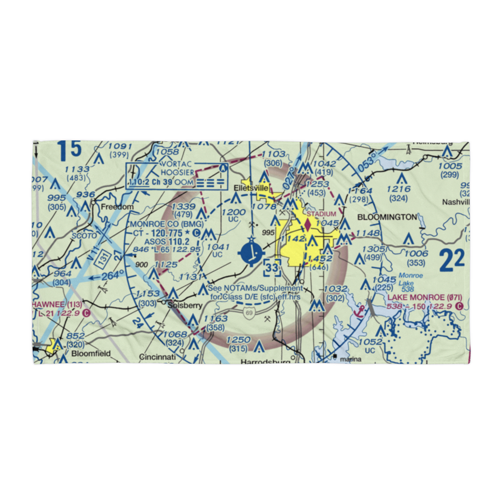 Monroe County Airport (BMG) VFR Sectional Towel 
