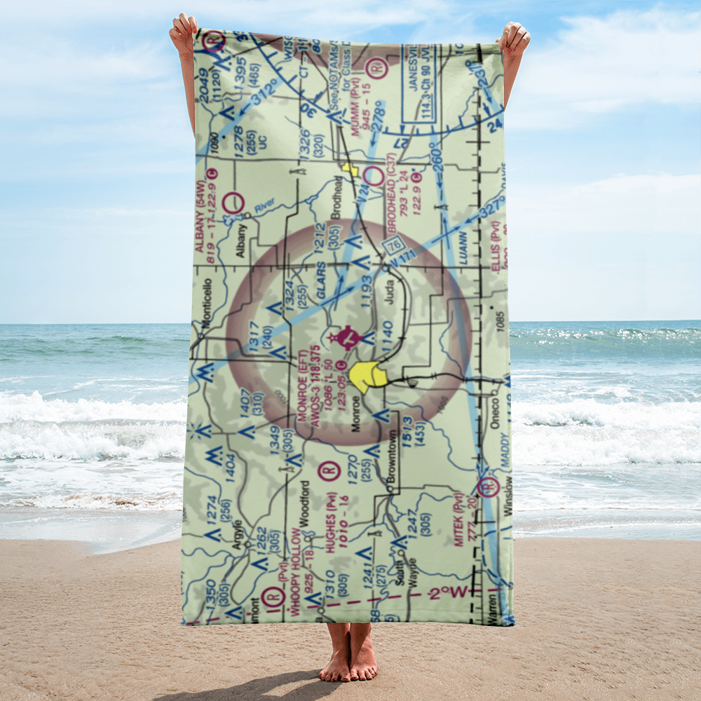Monroe Municipal Airport (EFT) VFR Sectional Towel 