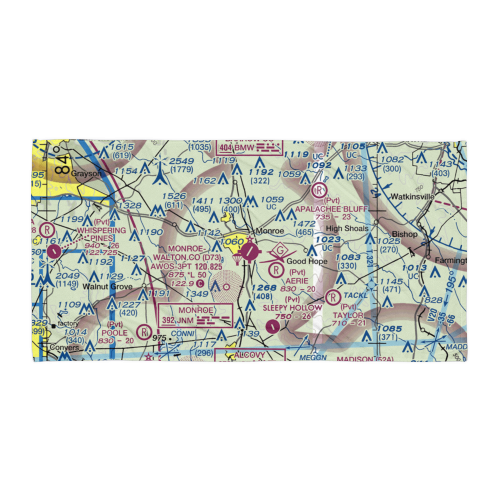 Monroe Walton County Airport (D73) VFR Sectional Towel 