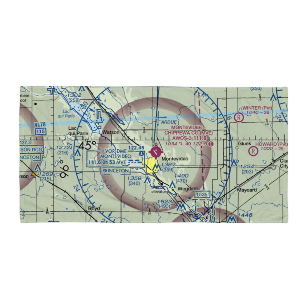 Montevideo Chippewa County Airport (MVE) VFR Sectional Towel 