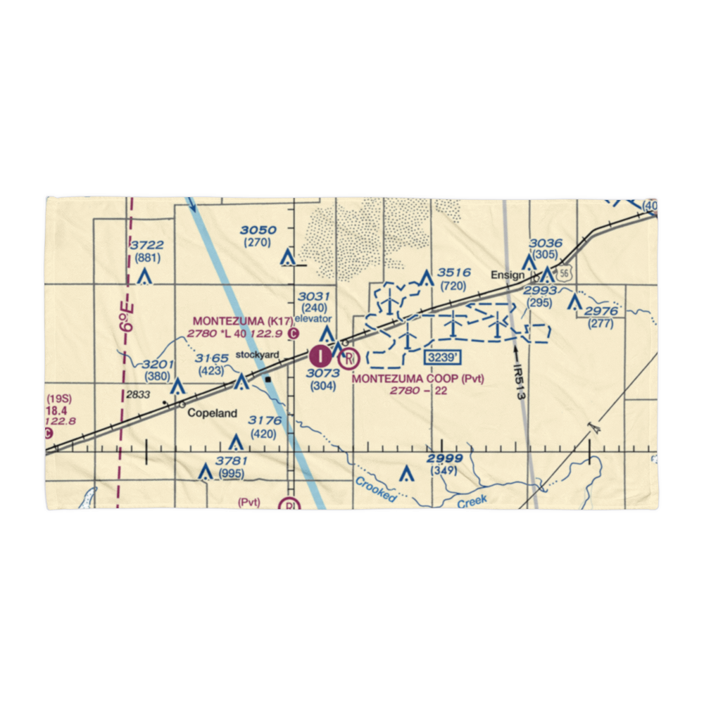 Montezuma Coop Airport (67KS) VFR Sectional Towel 