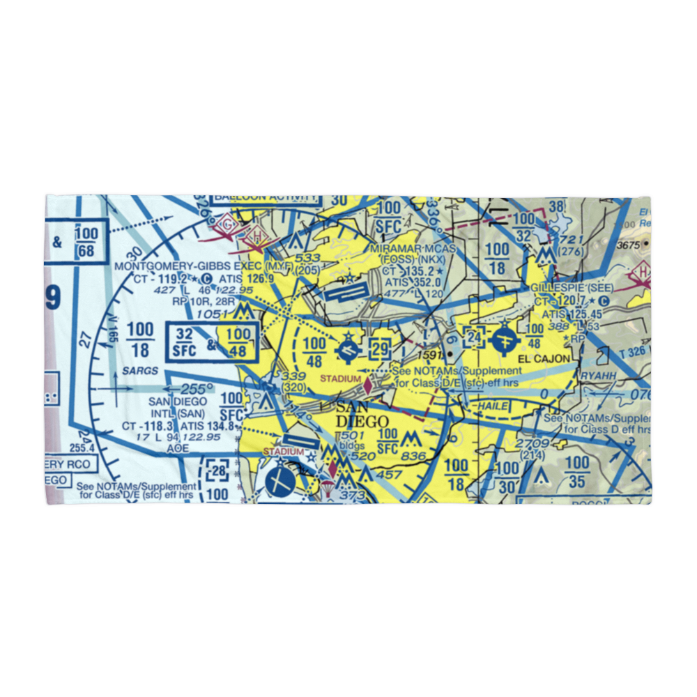 Montgomery-Gibbs Executive Airport (MYF) VFR Sectional Towel 